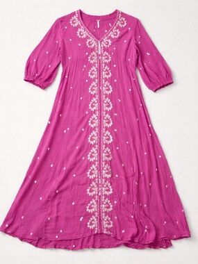 Free People Faded Plum Embroidered Wildflower Maxi Dress Size Small